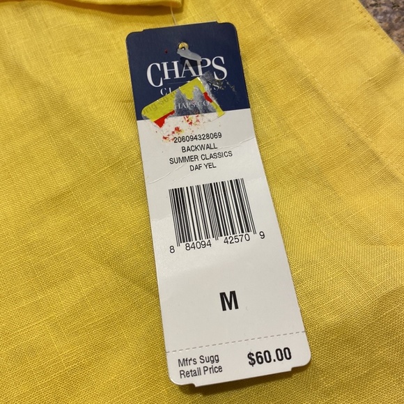 NWT Chaps Yellow Linen Tunic Top Blouse Medium Embroidered Pattern - Picture 5 of 16